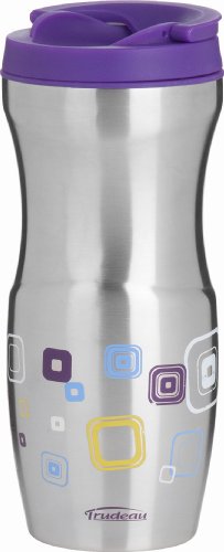 Trudeau Lulu Stainless Steel Tumbler, Purple Geometric, 16-Ounce