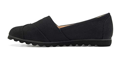 ComeShun Womens Shoes Canvas Flats Casual Loafers Comfort Slip On Sneakers (40 EU/9 US, All Black)