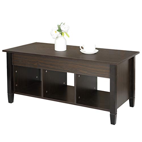 ZENY Lift Top Coffee Table with Hidden Compartment and 3 Divided