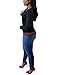 Akmipoem Women's Ribbon Stripe Patchwork Long Sleeve Pullover Tops Sweatshirt