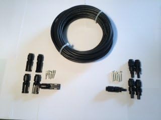 50 ft. Solar Cable Bulk #10 - 1000 VDC copper 19 strand Black Solar PV Cable Kit with 5 pairs of MC4 Connectors