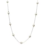 Swarovski Elements Simulated Pearls Station Illusion Sterling Silver Chain Necklace