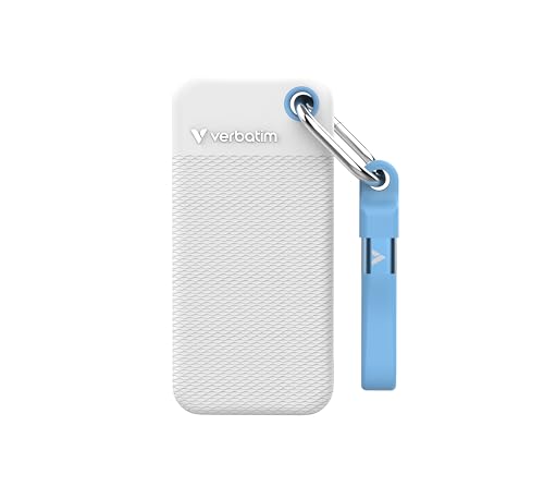 Verbatim Pocket SSD 1TB Externe SSD USB 3.2 Gen2 1000MB/s Weiß Hellblau