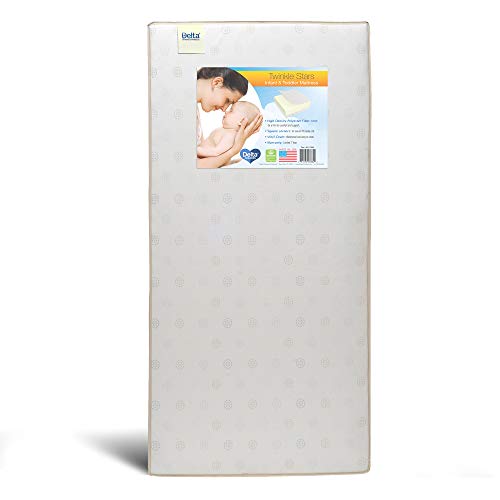 Delta Children Twinkle Stars Fiber Core Crib and Toddler Mattress | Waterproof | Lightweight | GREENGUARD Gold Certified (Natural/Non-Toxic)