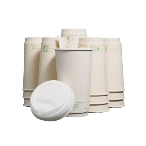 20oz Compostable Coffee Cups by Living Balance 50 cups with cPLA Lids