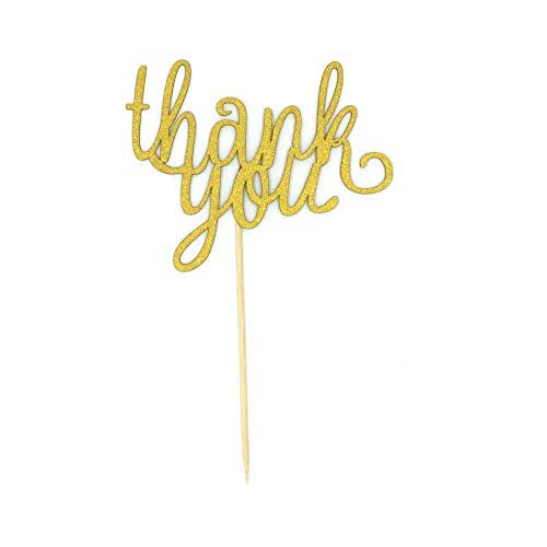 Handmade Gold Glitter Thank You Cake Topper Decoration