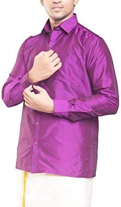 RIRO Men's Plain Silk Cotton Regular Fit Formal/Traditional/Ceremony/Casual/Business/Plain Full Sleeve Shirts (Focus Shirt Colour) Available Size of 36/38 / 40/42 / 44