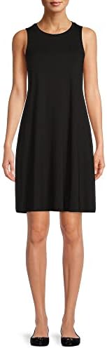 time and tru black dress Time and Tru Women's and Womens Plus Cotton Swing Dress with Short Sleeves, Sizes Xs-4x, Size: Small, Black