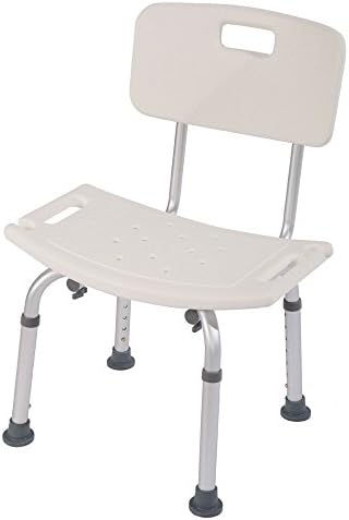 Heavy-Duty Bath Chair Comfortable Backrest Shower Chair Adjustable Handicap Shower Chair Seat Bench with Backs Aluminium Alloy for Seniors Elderly Baby Bathtub Lift White