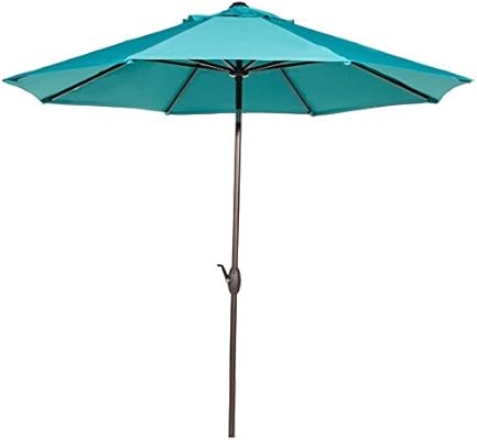 Amazon Com Abba Patio 9 Ft Sunbrella Patio Umbrella Market Outdoor Table Umbrella With Auto Tilt And Crank Turquoise Garden Outdoor