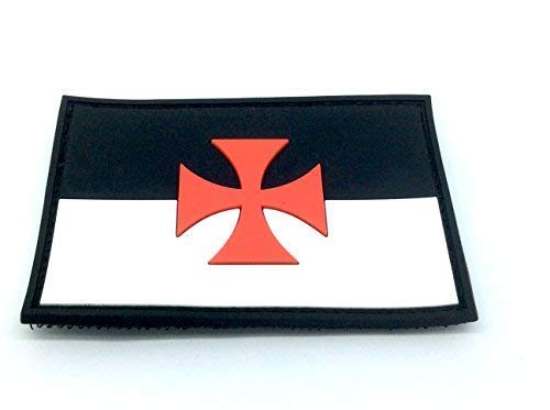 SYNYEY Maltese Cross Knights Templar PVC Airsoft Morale Patch - 1 Piece - 75mm x 50mm - Red - Sew-on Patch
