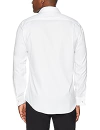 Brand - Camisa de vestir con mangas francesas a medida BOTÓN ABAJO para hombre, algodón Supima sin hierro, cuello extendido