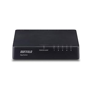 BUFFALO Giga対応 プラスチック筐体 AC電源 5ポート ブラック スイッチングハブ ローコスト版 LSW4-GT-5EPL/BK