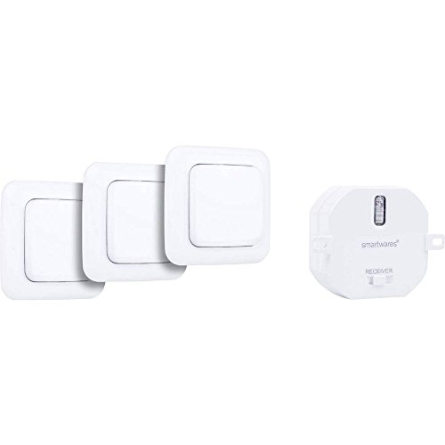 Smartwares SH5-SET-BS SmartHome 3er-Set Funk-Wandschalter Und 1 Einbauschalter Für Geräte Bis 1000 Watt Ideal Für Das Schlafzimmer, 230 V
