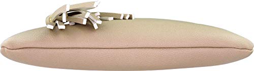Vegan Mini Multi-Zipper Crossbody Handbag Purse with Tassel Accents with RFID Protection (Beige RF) - Thumbnail 4