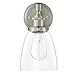 Linea di Liara Fiorentino Brushed Nickel Wall Sconce Lighting Fixture Farmhouse Bathroom Wall Sconce Bedroom Wall Lighting and Hallway Wall Light with Clear Glass Shade, LED Bulb Included, UL Listed