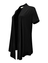 LUVAGE Women's Soft Drape Cardigan Short Sleeve XS to 6XL Size-Made in USA