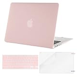 MOSISO Plastic Hard Shell Case & Keyboard Cover & Screen Protector Only Compatible with MacBook Air 13 inch (Models: A1369 & A1466, Older Version 2010-2017 Release), Rose Quartz