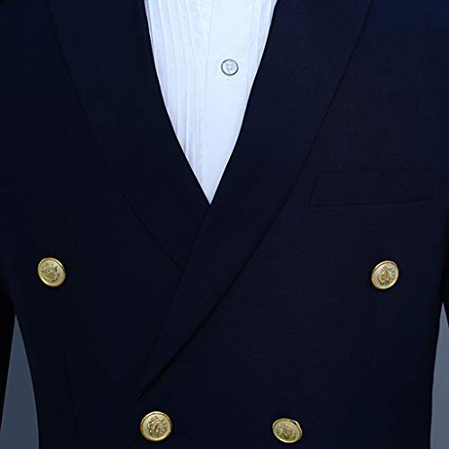 CieKen Men's Suits Big and Tall,Men's Slim 3-Piece Suit Aircraft Commander Jacket Coat & Pant & Shoulder Board,Boys' Sporting Apparel,Navy,2XL - Thumbnail 4