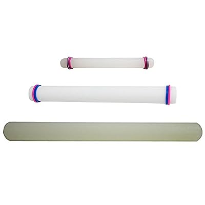 KurtzyTM Set Of 3 Smooth Rolling Pins- 23cm/33cm/50cm- With Guide Rings For Cake Decorating, Icing