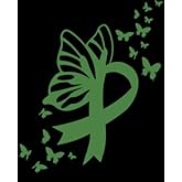 Mental Health Butterfly Ribbon Vinyl Decal | Green | Made in USA by Foxtail Decals | for Car Windows, Tablets, Laptops, Water Bottles, etc. | 3.7 x 4.5 inch