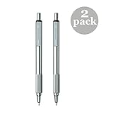 Zebra Stainless Steel Ballpoint Retractable Pen, Black Ink, (2-Pack)