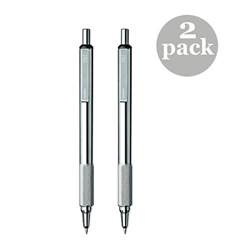 Zebra Stainless Steel Ballpoint Retractable Pen, Black Ink, (2-Pack)