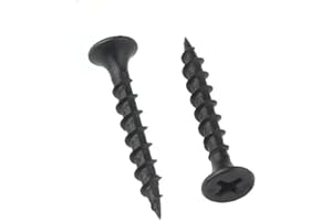 zcfochi Screws #6 x 1-1/4" Drywall Screws 1300PCS Coarse Thread Sheetrock Wood Screws with Phillips Drive,5 LBS Flat Truss Head Self Tapping Screws Black Phosphate Coated Stainless Fast Self Tapping