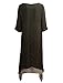 Romacci Women Casual Maxi Dress Vintage Chinese Style Layers Loose Boho Long Dress Coffee