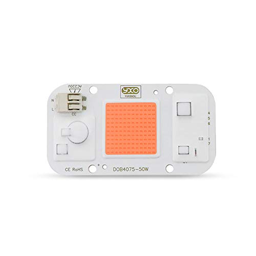 50W Solderless AC Driverless Led Chip Full Spectrum Plant Grow Light (380nm-840nm / Driver Free / AC110V / 50 Watt) SMD COB Emitter Diode with Thermal fins for DIY Hydroponic Flowers Growing Lamp