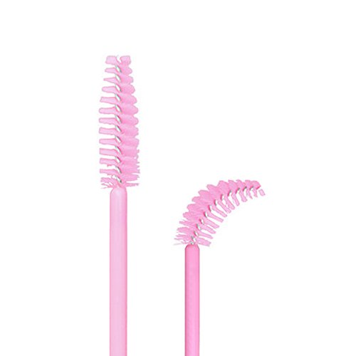 G2PLUS 100 PCS Disposable Eyelash Brushes Mascara Wands Makeup Brush Kit Cosmetic Applicators (Light Pink)