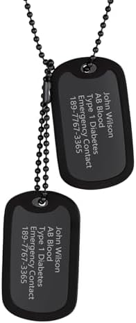 Richsteel Engraved Men's Double Dog Tags Pendant Necklace with