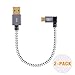 CableCreation [2-Pack Short Left Angle USB 2.0 Cable, 90 Degree USB 2.0 A to Micro USB Cable, Compatible Chromecast, Power Pack, Galaxy Tab, Aluminium Case, 0.5FT