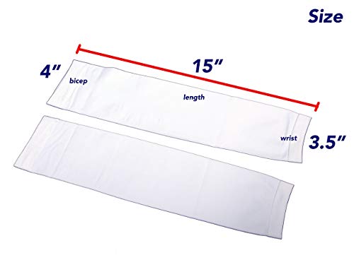 Woosung Cooling or Warmer Arm Sleeves for Men Women Kids UV Protective, Assorted Color 1 Pair (White, Linear Shape) - Thumbnail 4