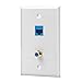 IBL-1 Cat6 Ethernet Port and 1 Gold-plated Cable TV Coax F Type Port Wall Plate (White) primary
