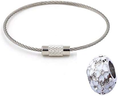 Jiana Silver Steel Wire Keychain, Stainless Key Ring, Durable Steel Cable Ring, Cable Keyring Twist Barrel