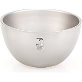 Keith Titanium Double-Wall Insulated Bowl, 850ml (29oz), Ultralight Titanium Bowl for Camping, Backpacking, Outdoor &amp; Travel, Plastic-Free