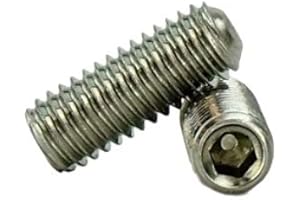 CHENANGO SUPPLY Stainless 10-32 x 1/4" (1/4" to 1" Available) Socket Set Screws Cup Point, Stainless Steel 50 Qty W/Hex Key Wrench (10-32 x 1/4")
