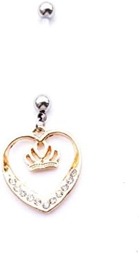 DEDEGUI Plastic Bar for Pregnant Women Gold Dangle Crown 14g Belly Button Navel Ring Body Piercing Jewelry