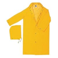 River City Garments® Large 49" Yellow Classic Plus .3500 mm PVC And Polyester Rain Coat With Snap Storm Fly Front Closure And Detachable Drawstring Hood