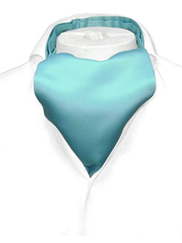 Vesuvio Napoli ASCOT Solid TURQUOISE AQUA BLUE Color Cravat Men's Neck Tie