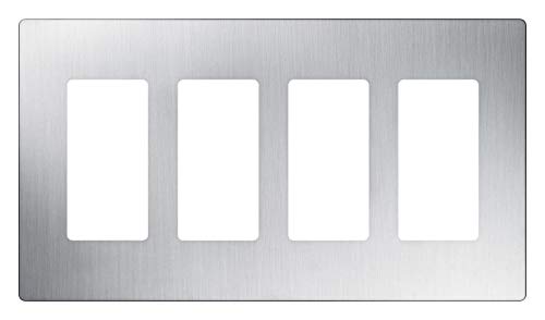 Lutron CW-4-SS 4-Gang Claro Wall Plate, Stainless Steel