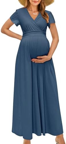 TINYHI Jersey Sheath Dress Womens Sleeves Empire Maternity Flattering Maternity  Dress M Black at Amazon Women's Clothing store