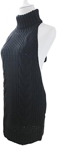 Turtleneck Sleeveless Killer Sweater Japanes Knitted Sexy backless Women Sweaters And Pullovers (black)