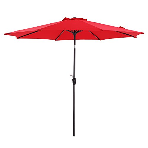 SONGMICS 9 ft Heavy Duty UPF50+ Patio Umbrella, 8 Ribs Outdoor Table Umbrella, Sun Shade Canopy ...