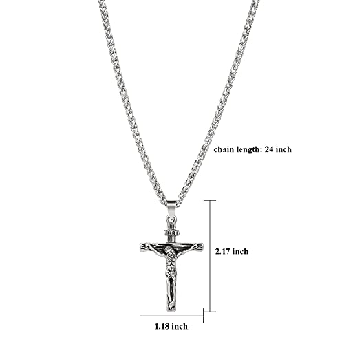 Pinsparkle Cross Necklaces For Women Men Crucifix Necklace Women Cross Necklace Jesus Necklace Silver Cross Chain