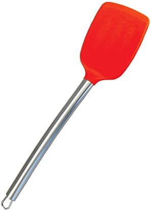 Kitchen Utensils Large Silicone Serving Mixing TURNER SPATULA with Heat Resistant Silicone and Stainless Steel Handle. RED