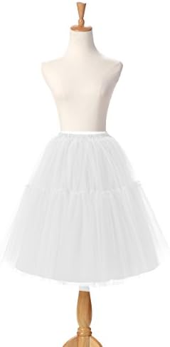 Meilishuo Short Princess Midi Knee Length Tutu Skirt for Prom Party (M, White)