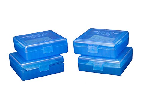Barry's 4 Pack Ammo Box 22 LR 25 Auto Ammunition Storage Case Blue Holds 100 Rounds .22 Long Rifle .25 ACP