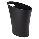 Umbra Skinny Sleek & Stylish Bathroom Trash, Small Garbage Can Wastebasket for Narrow Spaces at Home or Office, 2 Gallon Capacity, Black